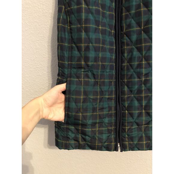 Croft & Barrow Womens M Tartan Plaid Green Blue Quilted Vest Slash Pockets - Picture 2 of 8